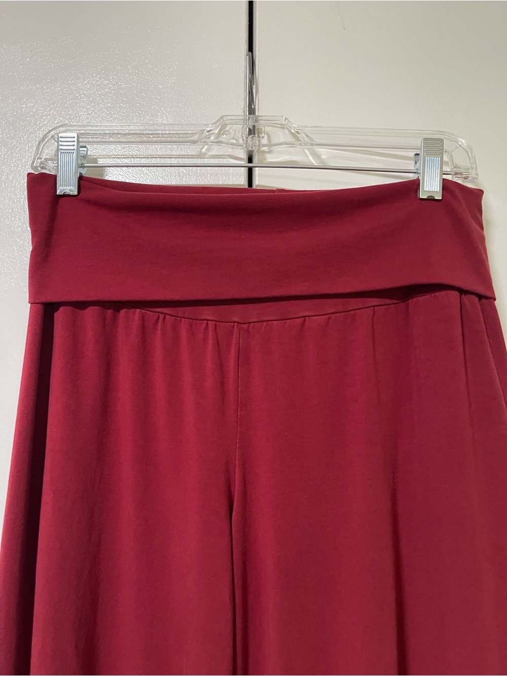 Soul Flower Wide Leg Pants in Deep Burgundy with Gray Floral Print - Picture 3 of 7